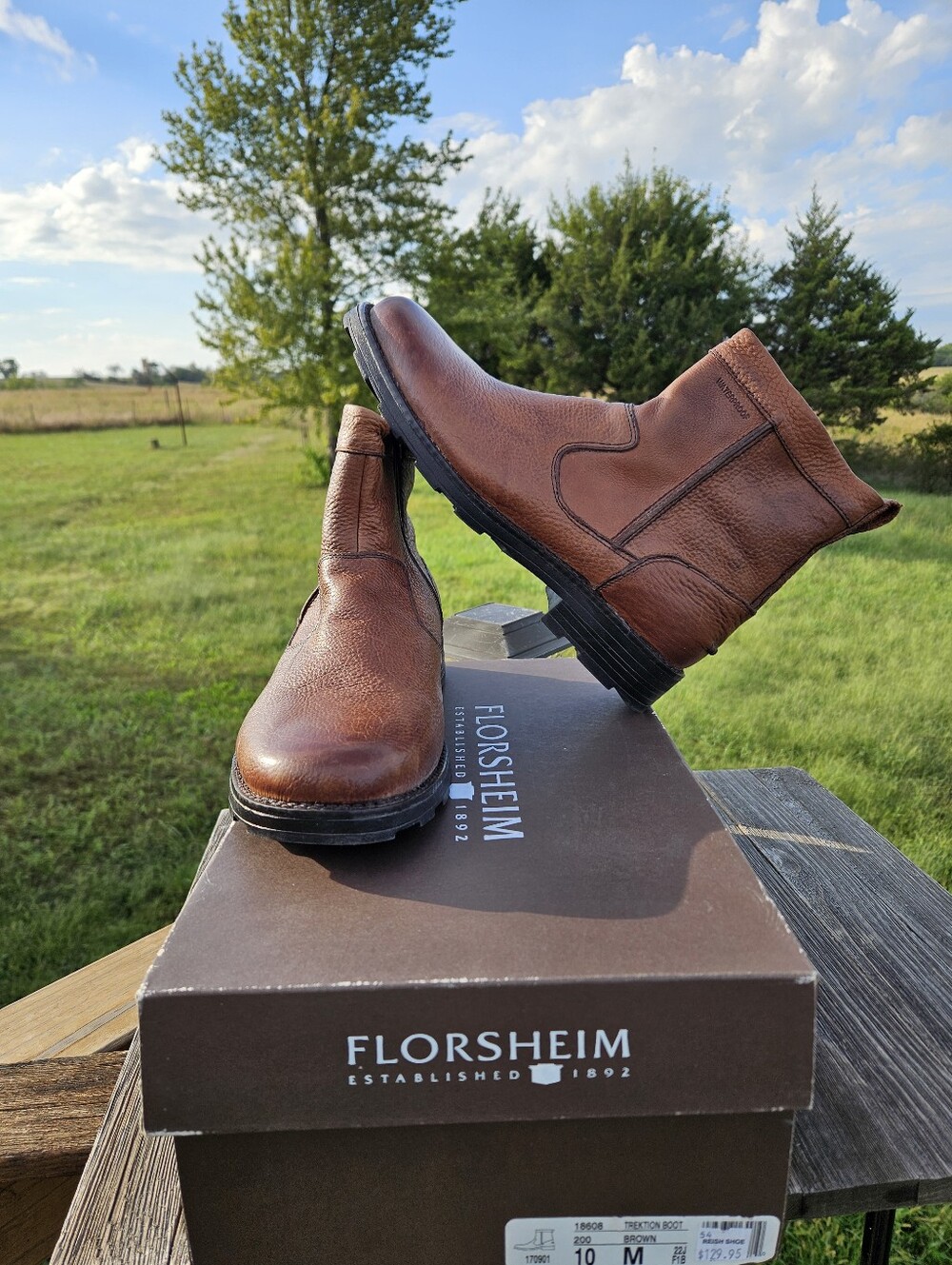 Florsheim Trektion Boots Mens 10 M Brown Waterproof Leather Zip Sherpa Lined